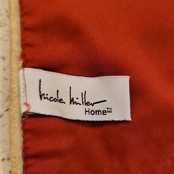 Nicole Miller Orange Gold Centerpiece Table Runner Fall Thanksgiving 70” x 16” - Picture 3 of 4